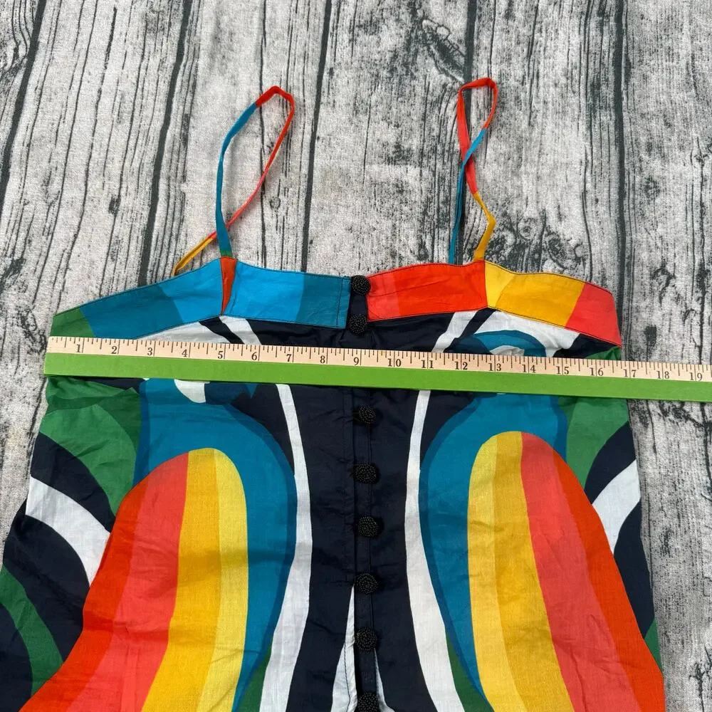 FARM Rio Macaw Stripes Maxi Dress S Multicolor Cotton Beach Cover-Up - Picture 9 of 9
